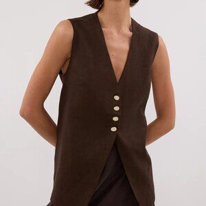 NWT DISSH Knox Bitter Chocolate Linen Vest